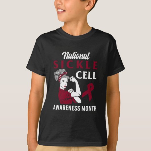 National Sickle Cell Awareness Month Burgundy Ribb T-shirt (Voorkant)
