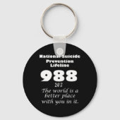 National Suicide Prevention Lifeline 988 With Whit Sleutelhanger (Voorkant)
