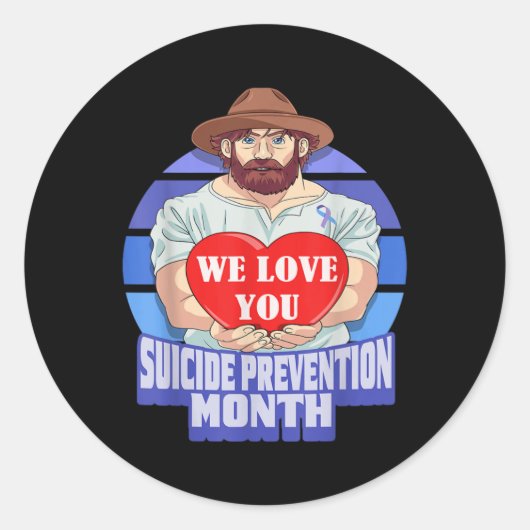 National Suicide Prevention Month Concerned Dad Lo Ronde Sticker (Voorkant)