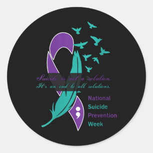 National Suicide Prevention Week Quote V-hals Ronde Sticker