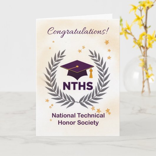 National Technical Honor Society Congratulations Kaart (Gele Bloem)
