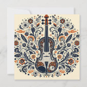 National Violin Day Melody Sticker with Folk Art Feestdagenkaart (Achterkant)