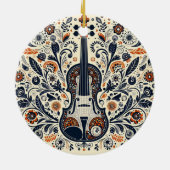 National Violin Day Melody Sticker with Folk Art Keramisch Ornament (Achterkant)