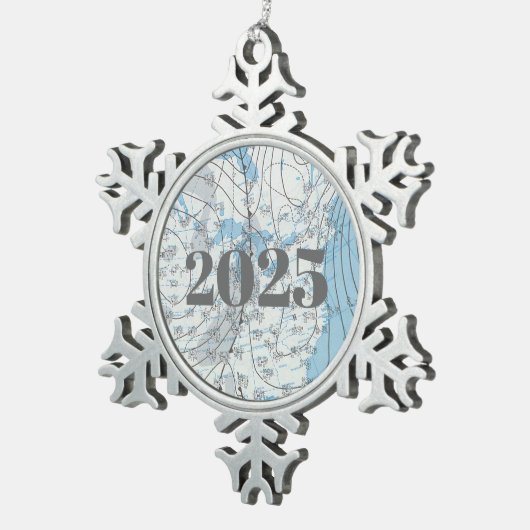 National Weather Map 2025 Tin Sneeuwvlok Ornament (Rechts)