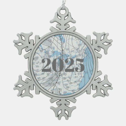 National Weather Map 2025 Tin Sneeuwvlok Ornament (Voorkant)