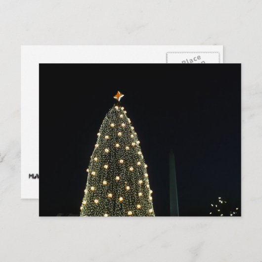National Xmas Tree & Washington Monument at Night Feestdagenkaart (Voorkant / Achterkant)