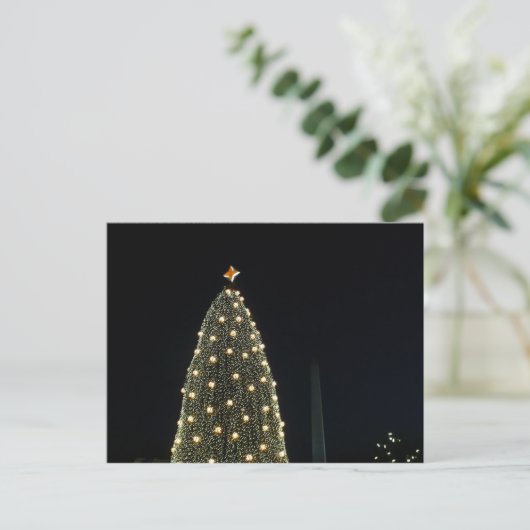 National Xmas Tree & Washington Monument at Night Feestdagenkaart (Staand voorkant)