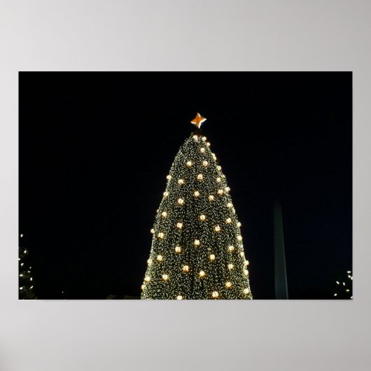 National Xmas Tree & Washington Monument at Night Poster (Voorkant)