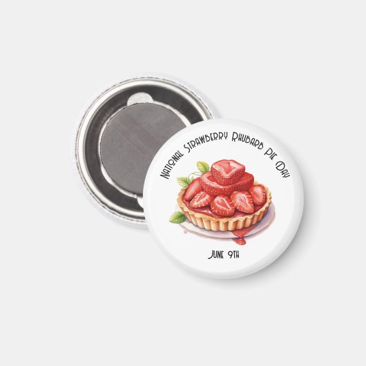 Nationale Aardbei Rabarber Pie Day Custom Magneet (Voorkant / Achterkant)