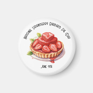 Nationale Aardbei Rabarber Pie Day Custom Magneet