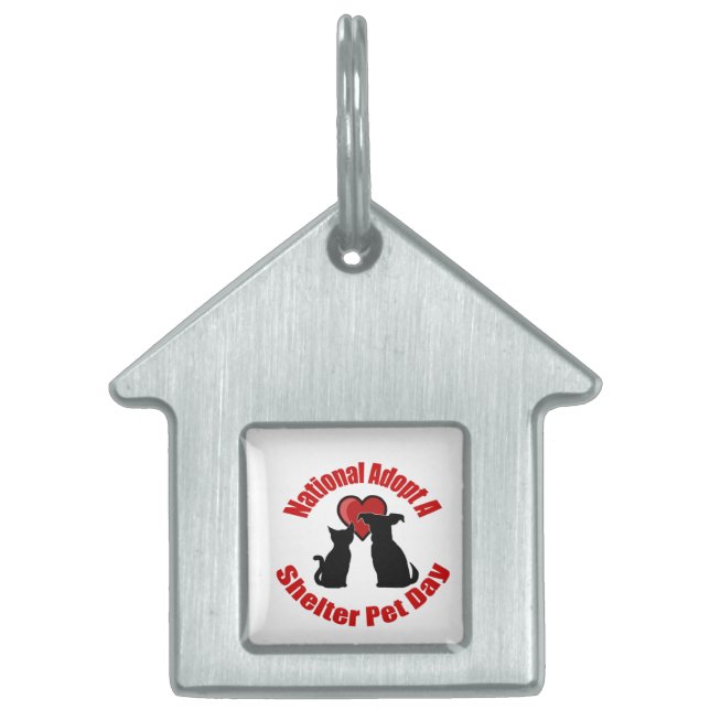 Nationale adoptie van een dag van het huisdier huisdieren naamplaatje (Voorkant)