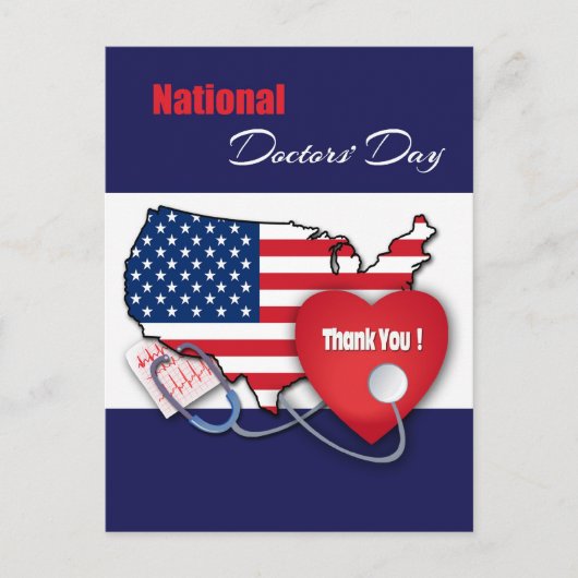 Nationale Artsendag. USA Patriottisch Briefkaart (Voorkant)