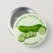 Nationale augurkdag, waterverf augurken ronde button 7,6 cm (Voorkant /achterkant)