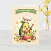 Nationale Avocado Dag Schattigee Avocado Chef met  Kaart (Gele Bloem)