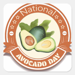 Nationale Avocado Dag Teken en Badge Vierkante Sticker