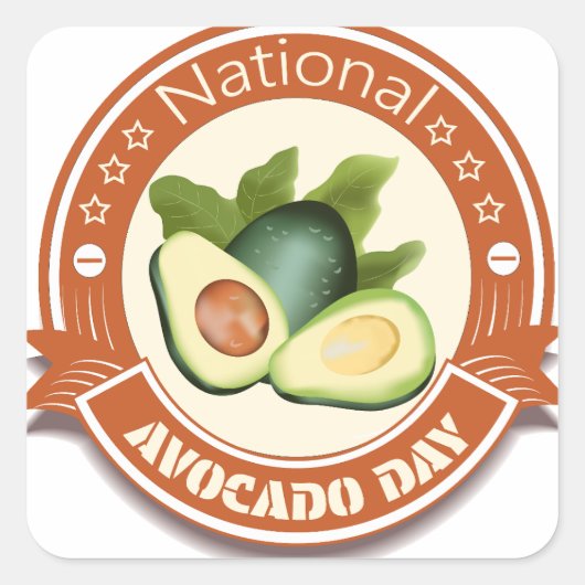 Nationale Avocado Dag Teken en Badge Vierkante Sticker (Voorkant)
