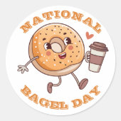 nationale bagel dag ronde sticker (Voorkant)