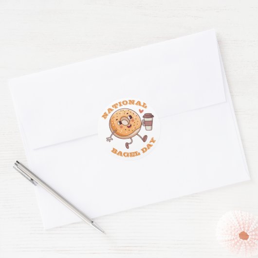 nationale bagel dag ronde sticker (Envelop)