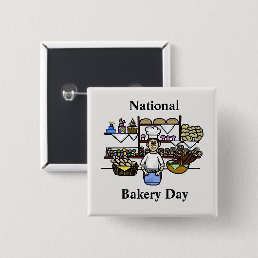Nationale Bakkerdag Button met bakkerij (Voorkant /achterkant)