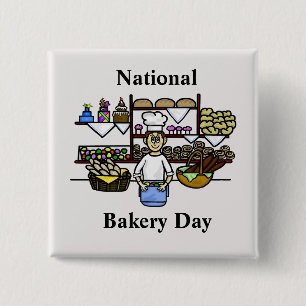 Nationale Bakkerdag Button met bakkerij