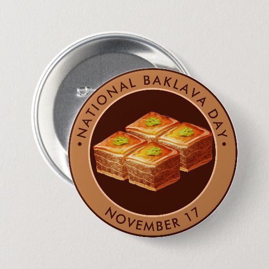 Nationale Baklava Dag, illustratie Ronde Button 7,6 Cm (Voorkant /achterkant)