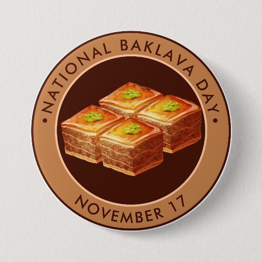 Nationale Baklava Dag, illustratie Ronde Button 7,6 Cm (Voorkant)