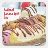Nationale Banaan Split Dag Vierkante Sticker (Voorkant)