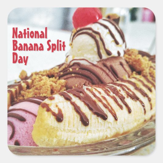 Nationale Banaan Split Dag Vierkante Sticker (Voorkant)