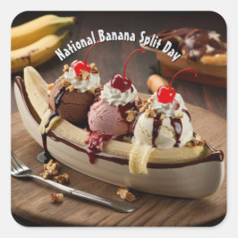 Nationale Banaan Split Dag Vierkante Sticker