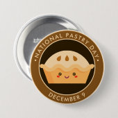 Nationale banketbakkersdag, kawaii happy pie ronde button 7,6 cm (Voorkant /achterkant)