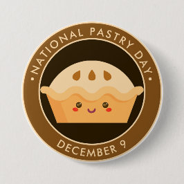 Nationale banketbakkersdag, kawaii happy pie ronde button 7,6 cm