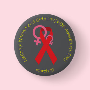 Nationale bewustmakingsdag voor vrouwen en meisjes ronde button 5,7 cm
