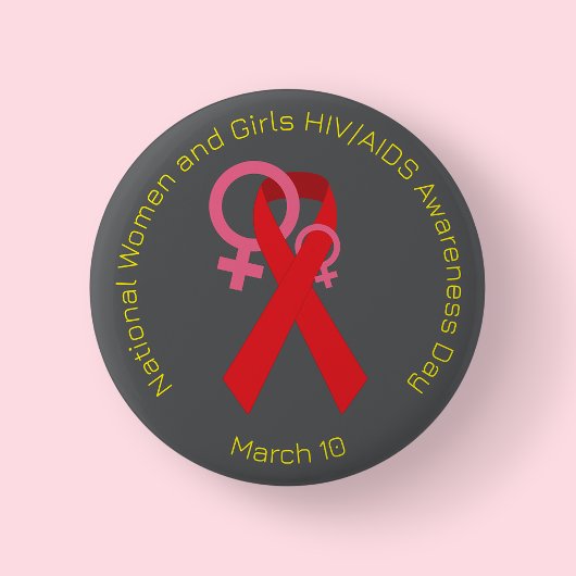 Nationale bewustmakingsdag voor vrouwen en meisjes ronde button 5,7 cm