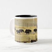 Nationale Bison Range Roundup in Montana Tweekleurige Koffiemok (Voorkant links)