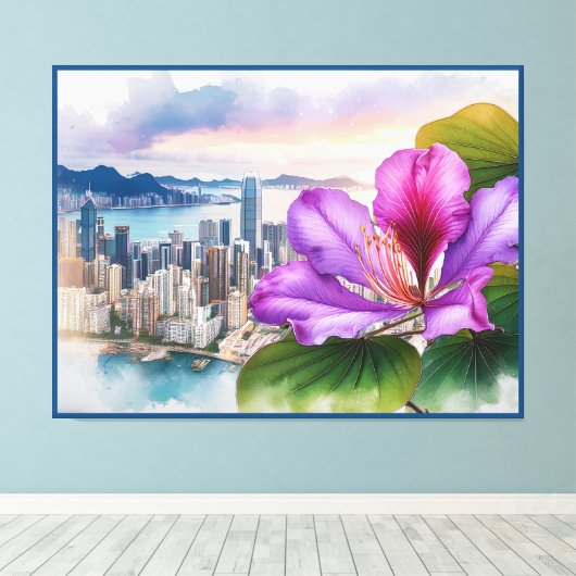 Nationale Bloem Bauhinia (Hong Kong) | Canvas Afdruk (Insitu (Houten vloer))