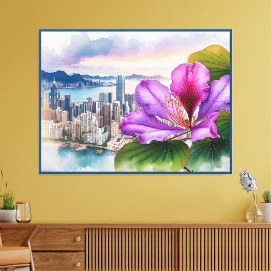 Nationale Bloem Bauhinia (Hong Kong) | Canvas Afdruk (Insitu (Woonkamer))