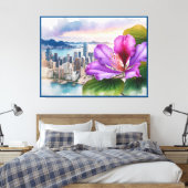 Nationale Bloem Bauhinia (Hong Kong) | Canvas Afdruk (Insitu (Slaapkamer))