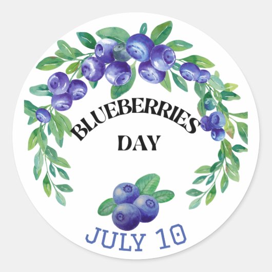 Nationale Blueberries Dag Juli Ronde Sticker (Voorkant)
