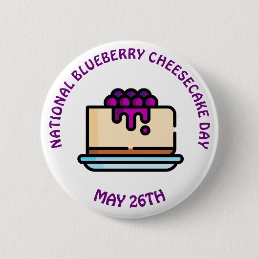 Nationale Blueberry Cheesecake Dag - 26 mei Ronde Button 5,7 Cm (Voorkant)