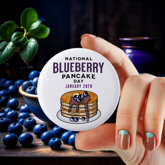 Nationale Blueberry Pannenkoeken Dag 28 januari Ronde Button 5,7 Cm