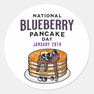 Nationale Blueberry Pannenkoeken Dag 28 januari Ronde Sticker