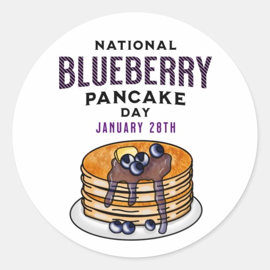 Nationale Blueberry Pannenkoeken Dag 28 januari Ronde Sticker (Voorkant)