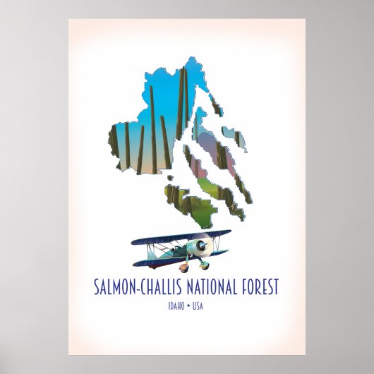 Nationale boskaart voor zalm-Challis Poster (Voorkant)