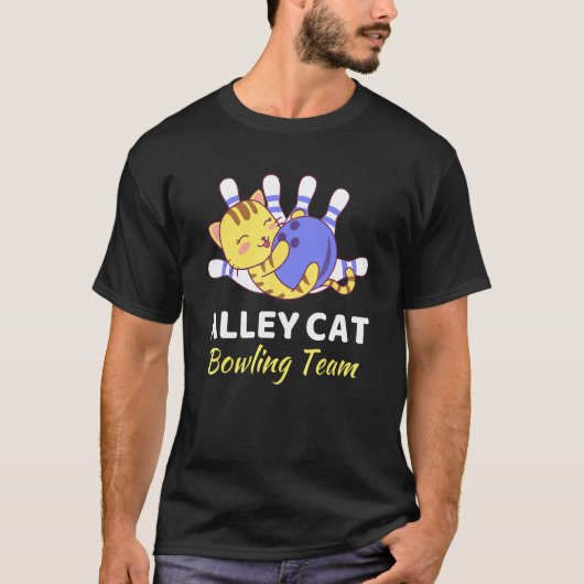 Nationale Bowlingdag Alley Cat Bowling Team Schatt T-shirt (Voorkant)