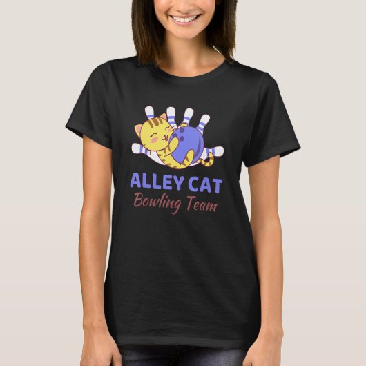Nationale Bowlingdag Alley Cat Bowling Team Schatt T-shirt (Voorkant)