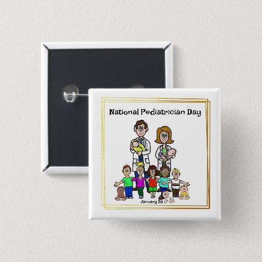 Nationale Button van de Dag van de Kinderarts met (Voorkant /achterkant)