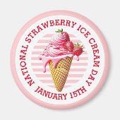 Nationale Button voor aardbeienijsdag Magneet (Voorkant)