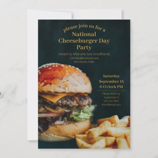 Nationale Cheeseburger Dag Feestje Kaart (Voorkant)