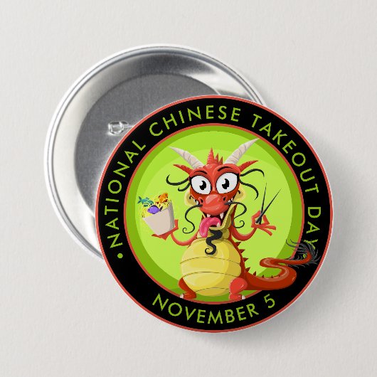 Nationale Chinese dag van uitzetting, draak Ronde Button 7,6 Cm (Voorkant /achterkant)