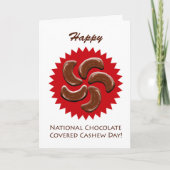 Nationale chocolade bedekte cashewdag, noten kaart (Voorkant)